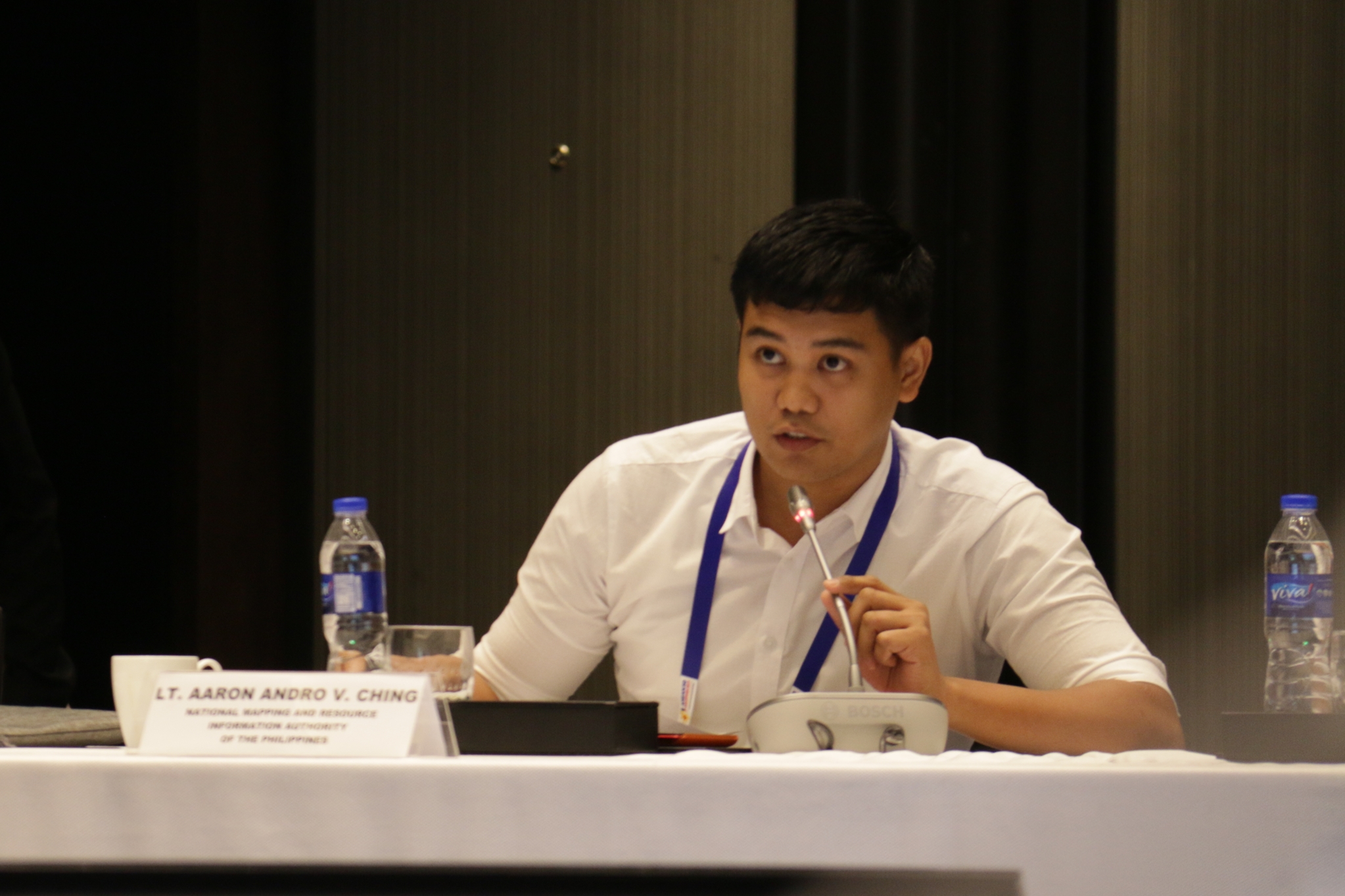 Lt Aaron Andro Ching of Hydrography Branch discuss during the ASEAN Regional Forum Workshop on Best Practices in Implementing Safety of Navigation Instruments